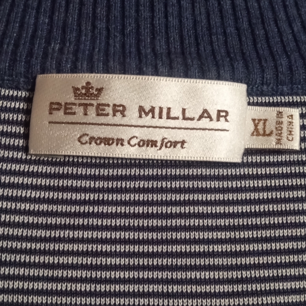 Peter Millar Crown Comfort Dark Blue Gilet Vest Cotton Blend 1/4 Zip Size XL - Picture 6 of 8